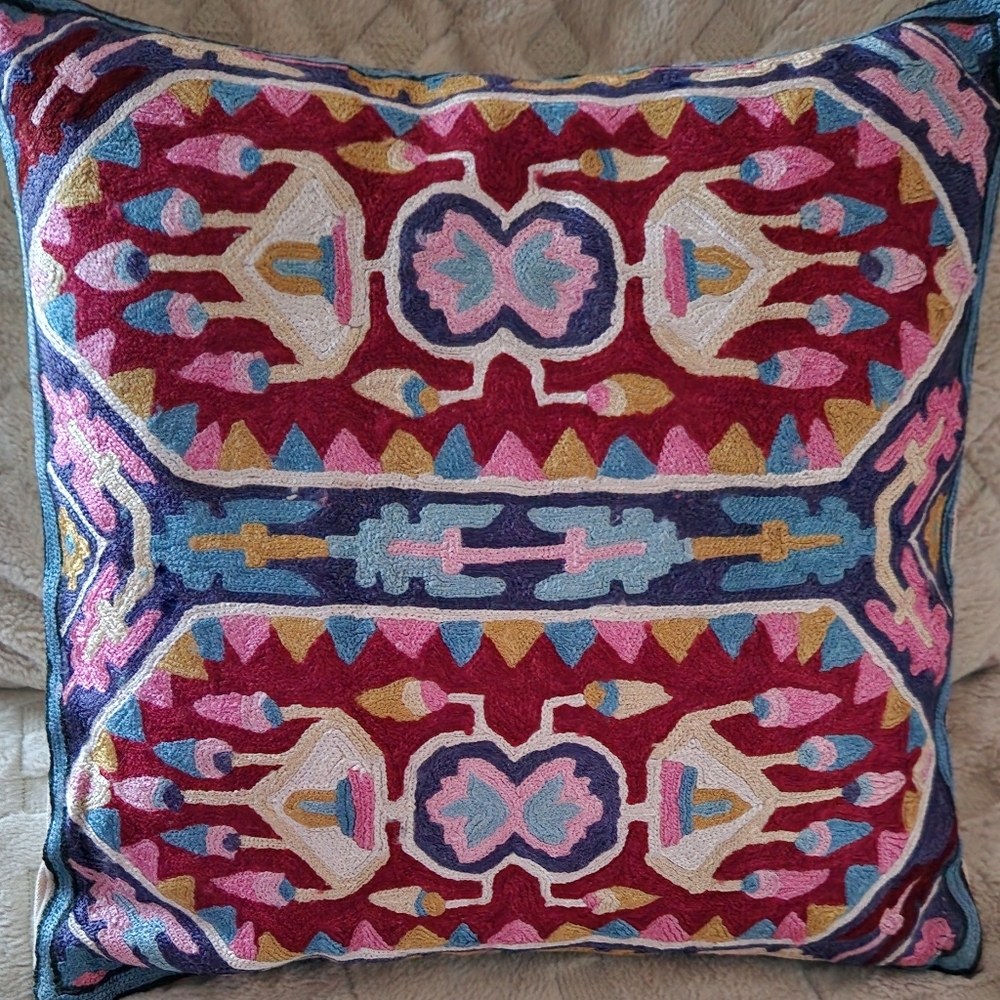 Set of Silk Creweled Cushion Covers